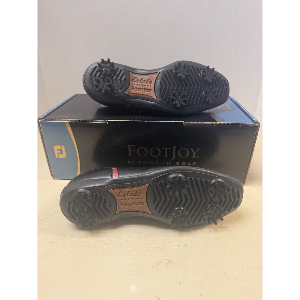 FootJoy Estate Collection Womens Golf Shoes Black Red Leather Spike 99383 Size 6 - Picture 4 of 10